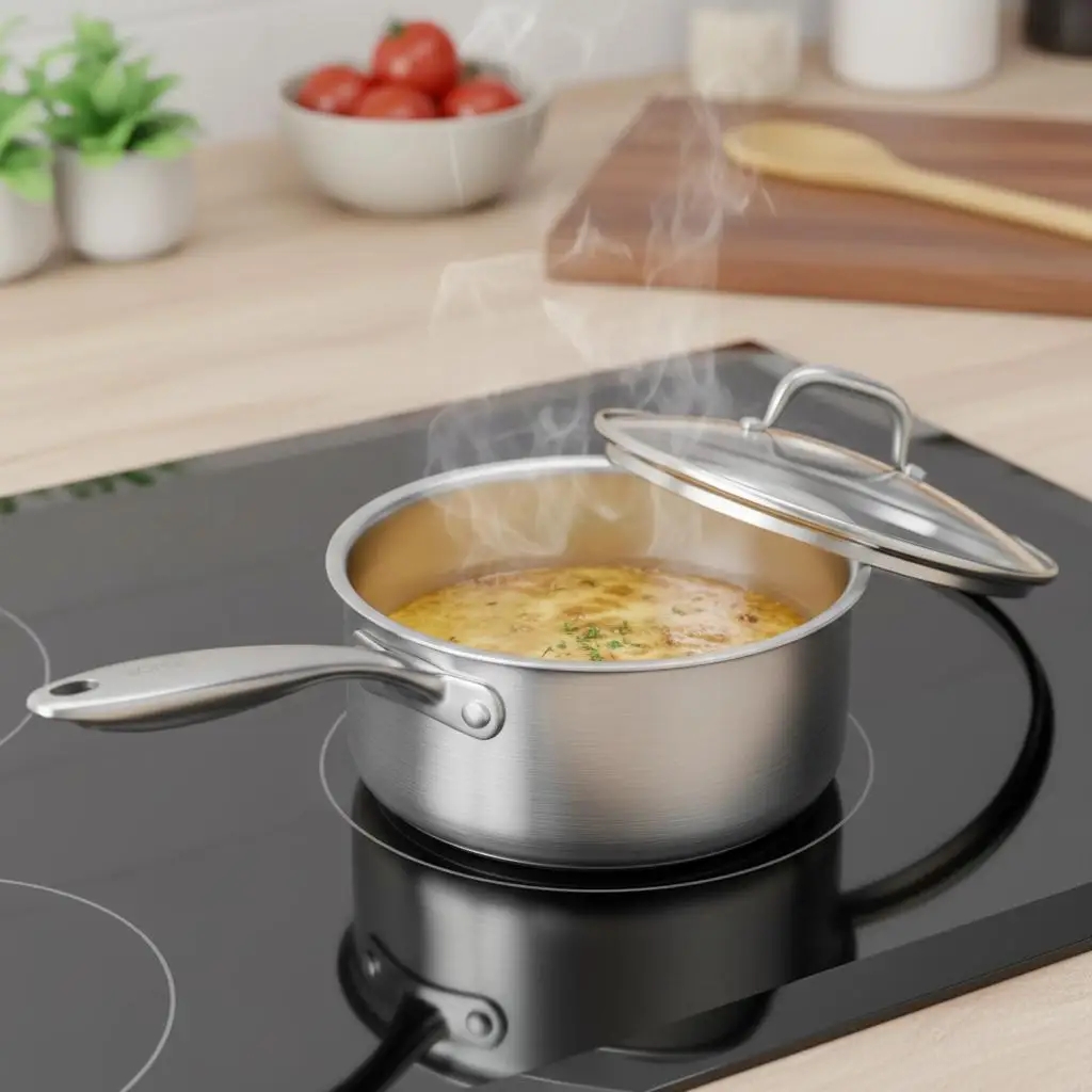 

Кастрюля 1.5 QT для домашней кухни, общежития, автодома, маленькая кастрюля со стеклянной крышкой, антипригарным покрытием, эргономичной ручкой, для индукционных плит