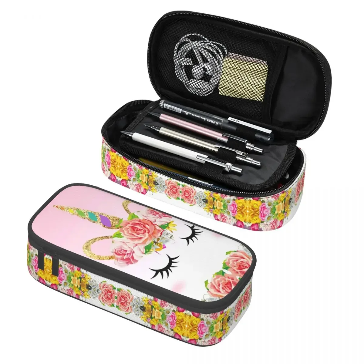 

Пользовательский кавайный мультяшный единорог пенал с цветочным принтом для девочек и мальчиков большой пенал для хранения канцелярских принадлежностей