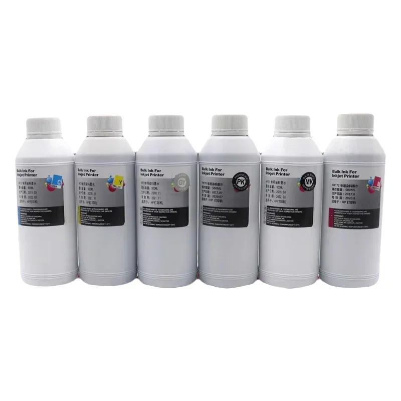 500ML Dye Ink for HP 72 Refillable Ink for HP Designjet T770 T790 T1120 T1200 T1300 T620 T610 T1100 T2300 Printer Dye Ink hp72