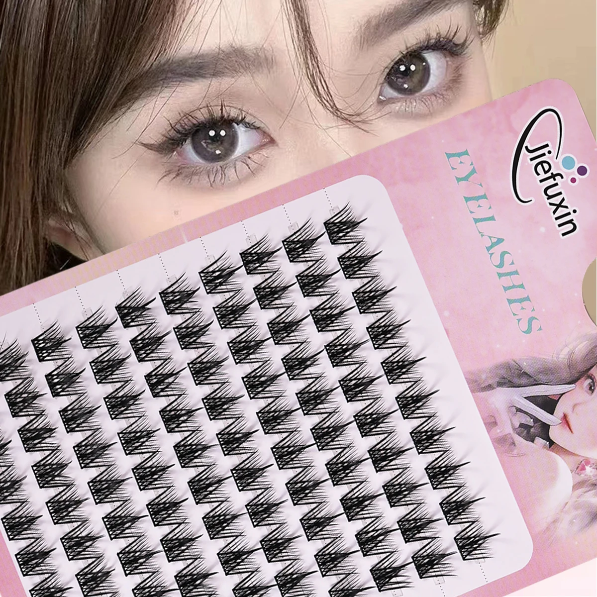 100 Stück D-Curl-Wimperncluster für einen natürlichen und dünnen Look – selbstgemachte flauschige individuelle Wimpernverlängerungen, Mischungslängen 8–16 mm