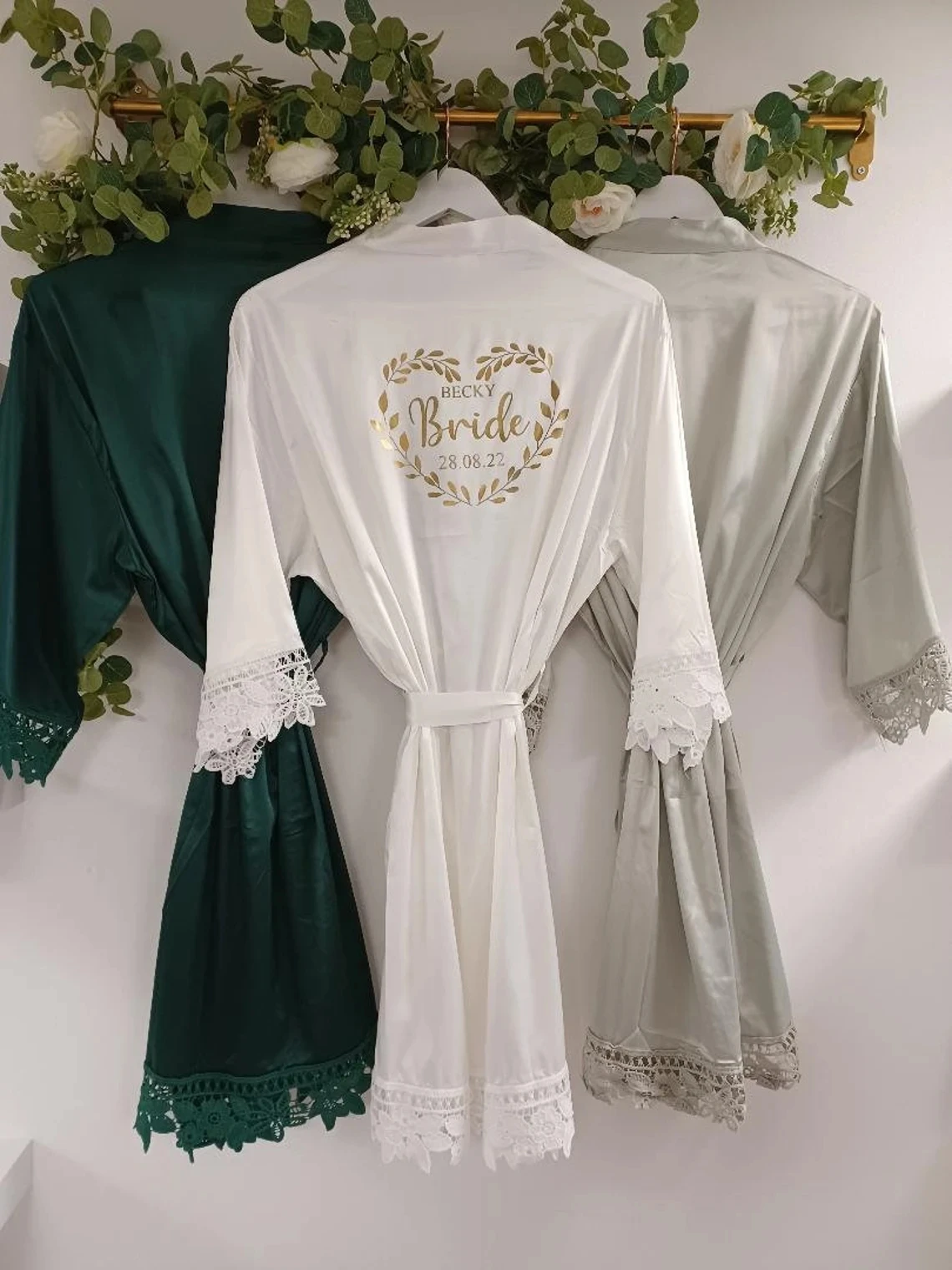 Personalised Bridesmaid Robes Bridesmaid Gifts Satin Bride Robe Lace Bridal Robes Wedding Party Bridal Robe Bride to Be Robes