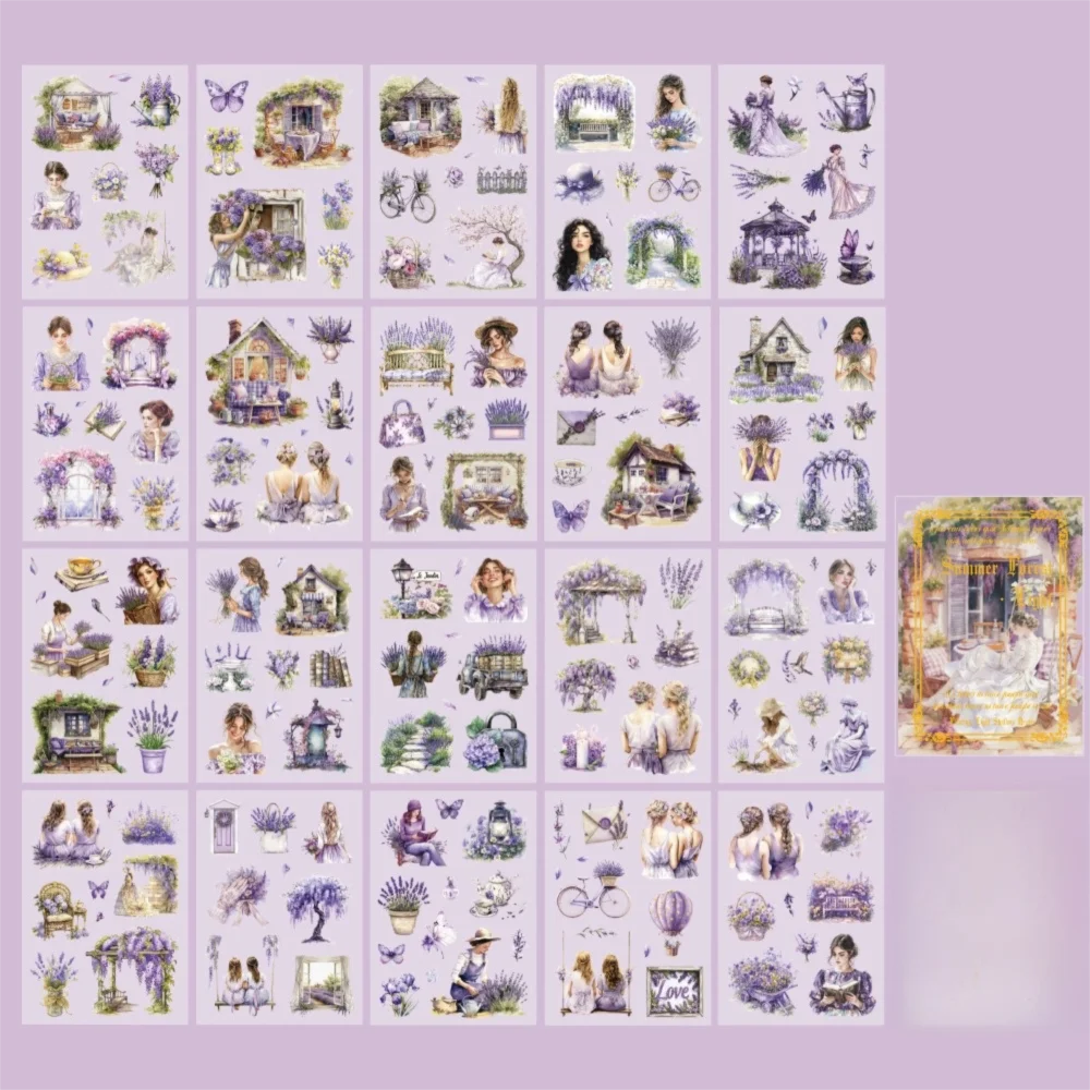 20 pcs/pack Die-cut Sticker Book PET Retro Girl Character Theme Handbook Sticker Floating Light Shallow Dream Series