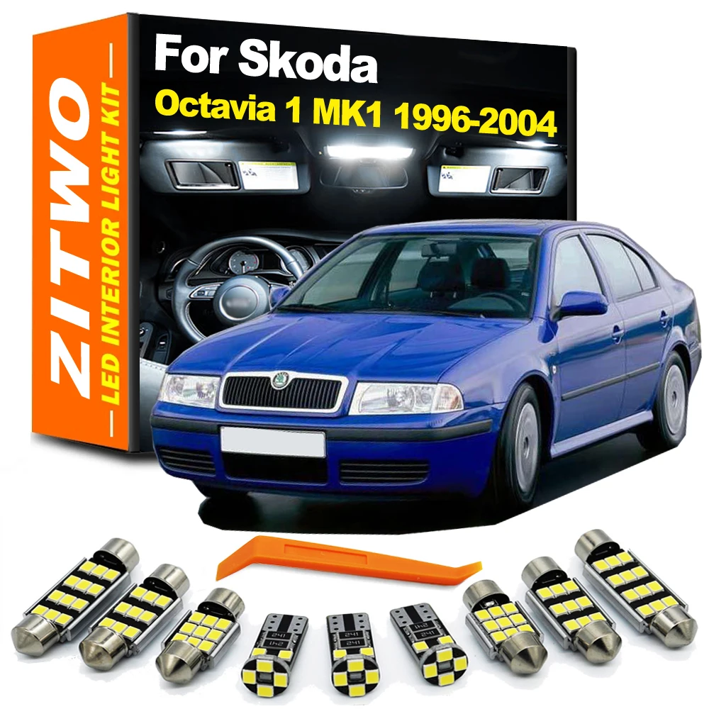 ZITWO 12Pcs No Error Canbus Dla Skoda Octavia 1 MK1 1U 1996-1999 2000 2001 2002 2003 2004 Samochodowe oświetlenie wewnętrzne LED Zestaw lamp bagażnika