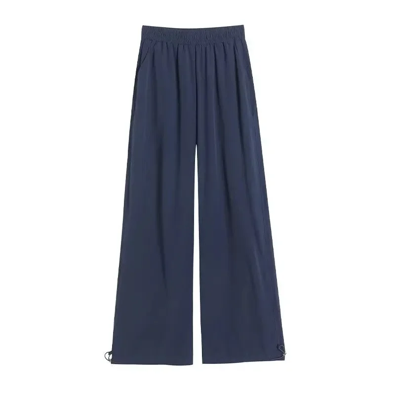 

Women's Plus Size Ice Silk Quick Dry Pants, Elastic Waist Wide Leg Trousers