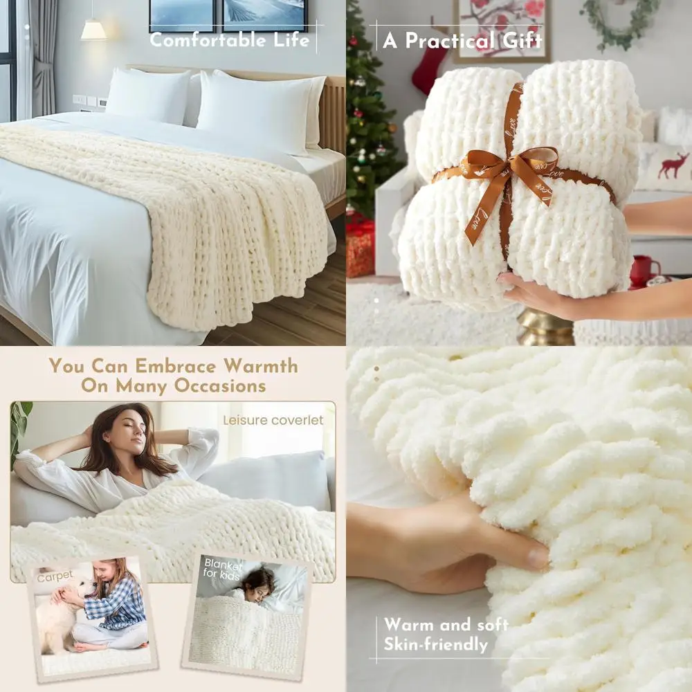 

Роскошный бросок из синели ручной работы 60x80, 6,8 фунта, мягкий вязаный кабель, идеальный подарок для женщин и мам, современный декор