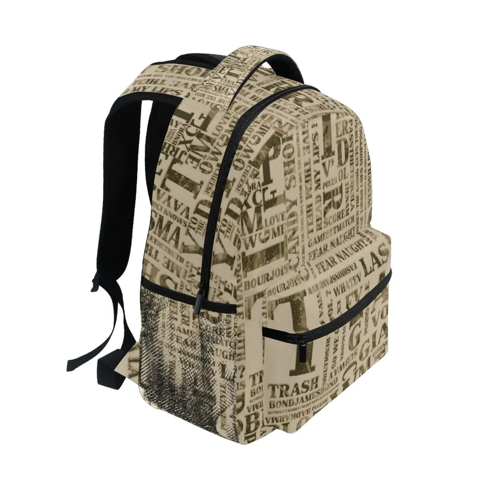 Children's schoolbag Youth backpack Newspaper printing backpack Retro style suitable for boy girl  laptop bag Back to school