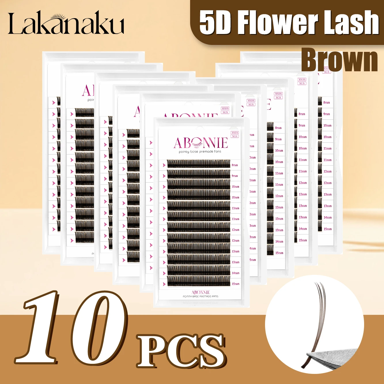 

Abonnie 5D Flower Wet Lash Extensions Individual Lashes Brown Volume Soft 5D Flowering Fairy False Easy Fans Volume Eyelashes