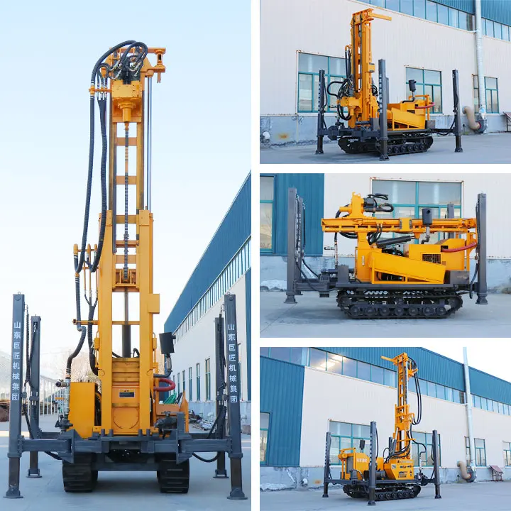 100-800m High Torque Hydraulic Leveling Legs Rig with Steel-Reinforced Rubber Tracks Pneumatic Water Well Drilling Machine