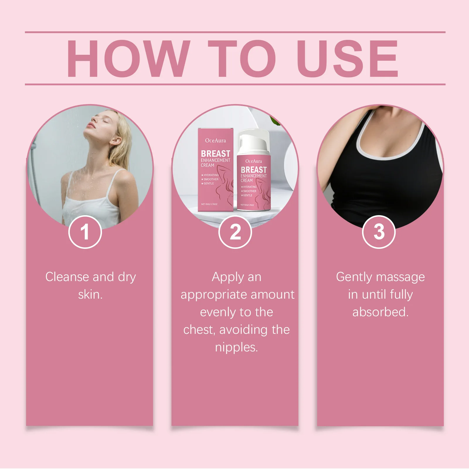 OCEAURA Breast Growth Cream Compact Plump Promote Growth Improve Elasticity Deeping Hydration Compact Lift Breast Massage Cream - view 6