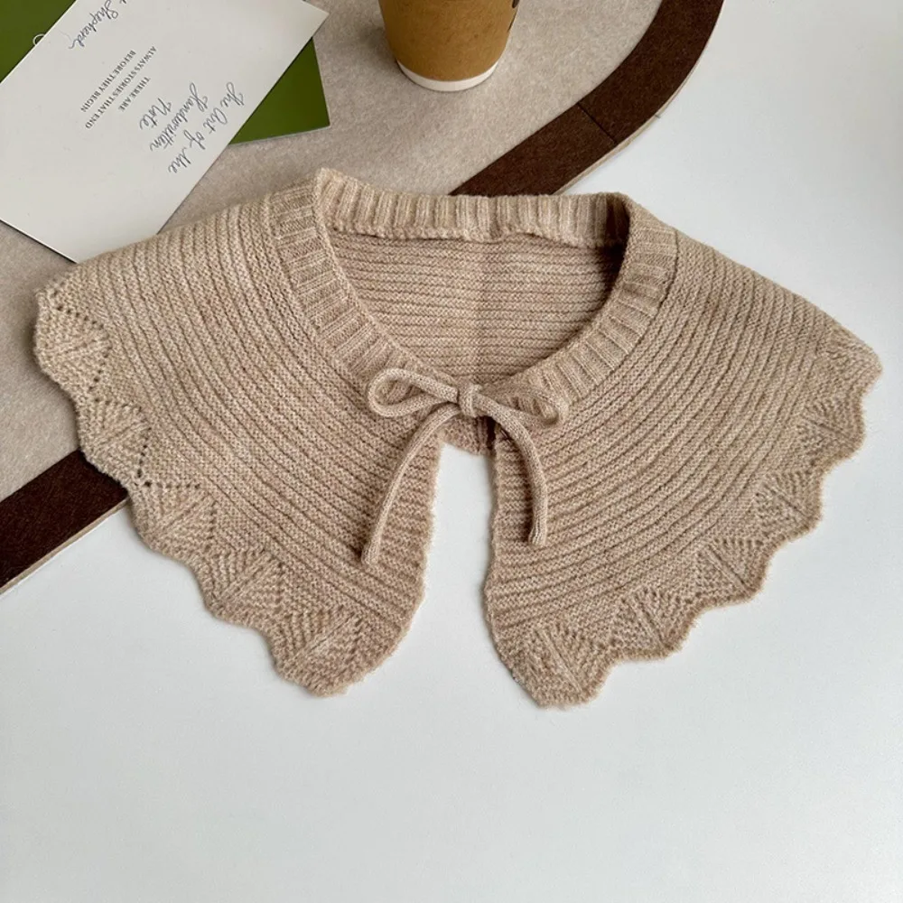 

Теплые накладные воротники с круглым вырезом, однотонный вязаный искусственный воротник, накладной воротник со шнуровкой