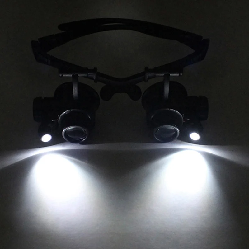 

BHBD-10X 15X 20X 25X светодиодная лупа с двойным глазом, ювелирная лупа, ремонтная повязка на голову, увеличительное стекло для изготовления часов