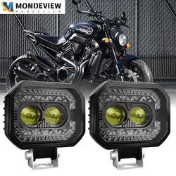 MONDEVIEW Square Motorcycle M9 Spotlight DRL6000K White Light 160W High Power 20000LM High Brightness Daytime Running Light