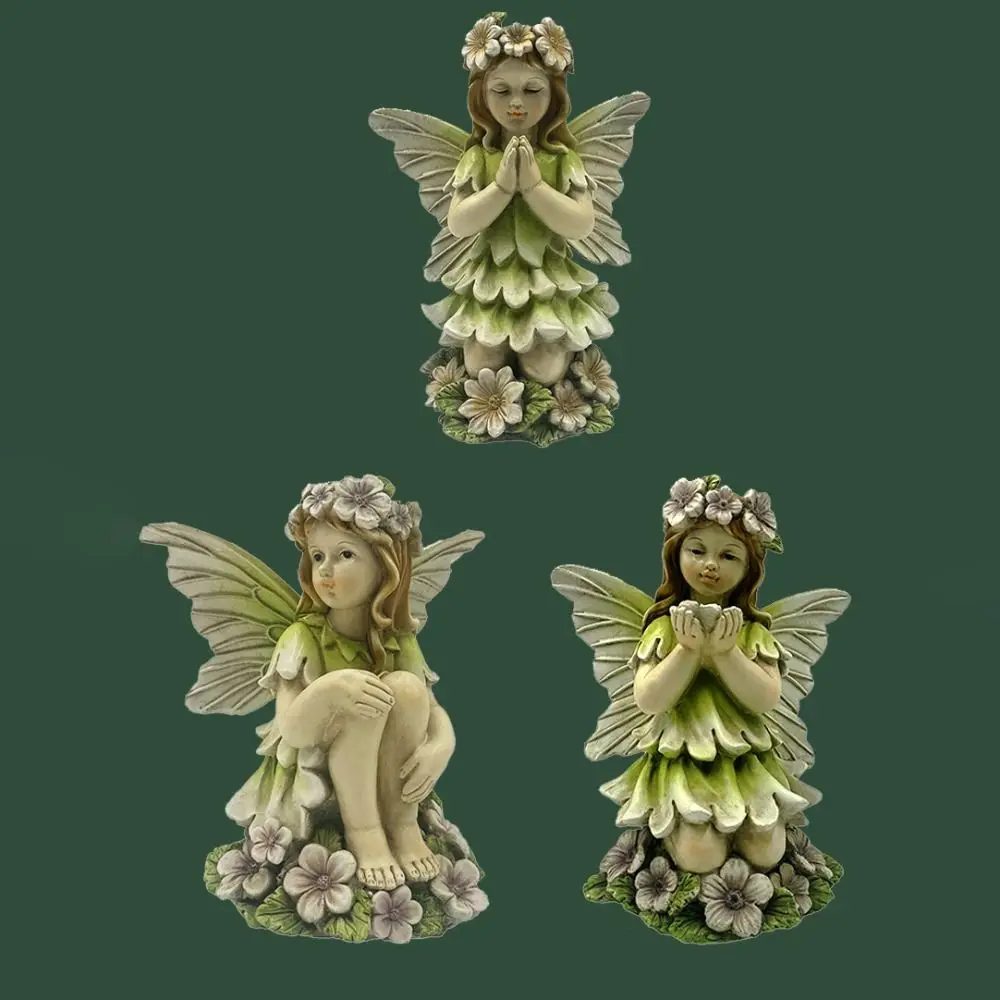 

Изысканная миниатюрная садовая фигурка: креативная статуэтка цветочной феи из смолы, милая скульптура ангела для декора комнаты