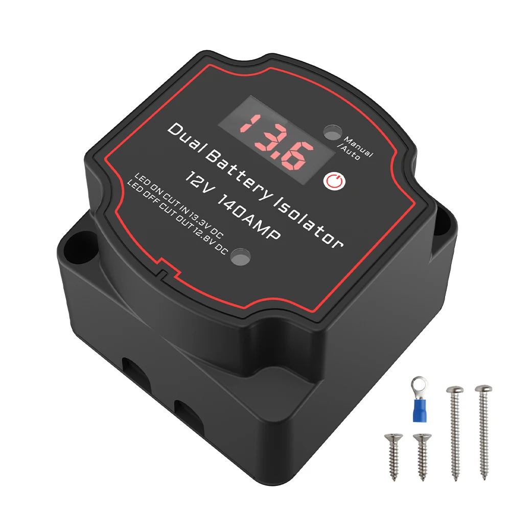 Auto Parts Voltage Sensitive Split Charge Charge 2 Battery Bank 12V 140A Relay VSR for Camper Car Smart Battery Isolator