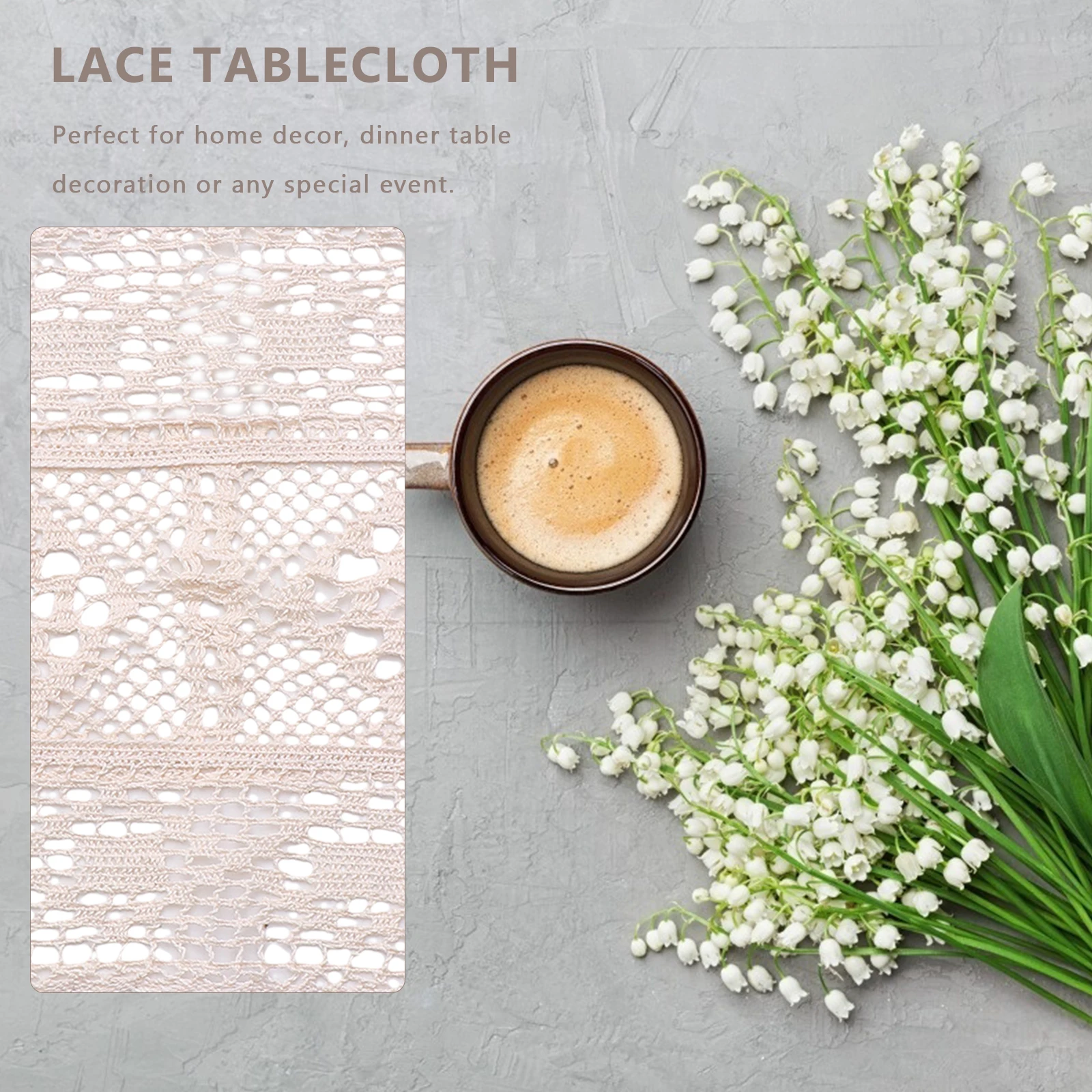 

1pc Lace Tablecloth 42x32cm Beige Small Round Crochet Cotton Cover Decorative Table Cover for Home Dinner Party Picnic Gift