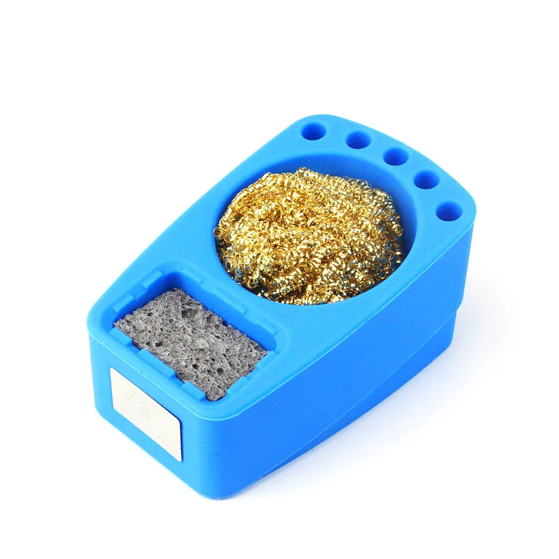 1Pcs High temperature resistant silicone solder cleaning ball box soldering iron tip cleaner copper wire Storage Cleaning sponge