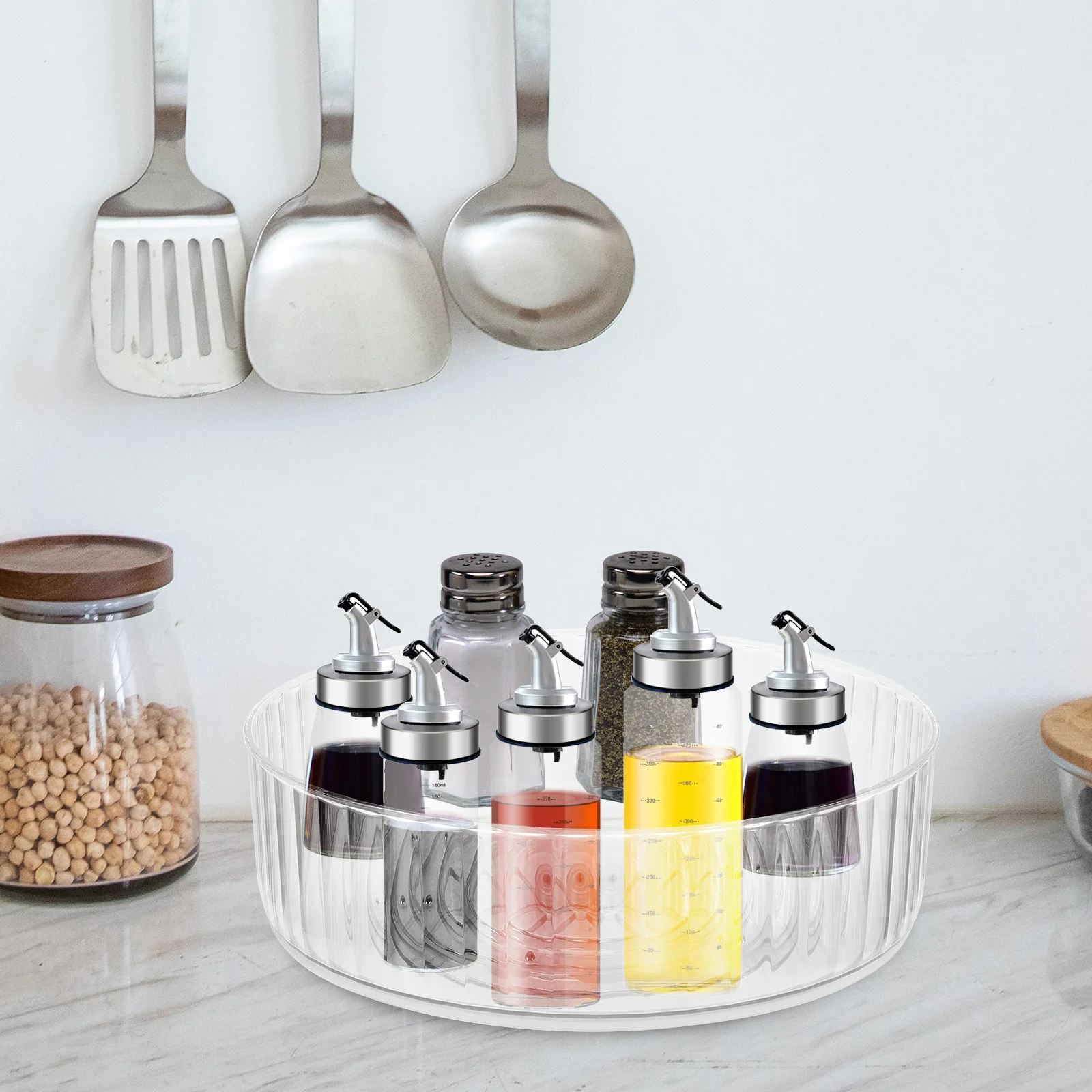 

1pcs Rotating Organizer Turntable Seasoning Turntable Cabinet Organizer Holder Kitchen Cabinet Rack Condiment Storage Tray
