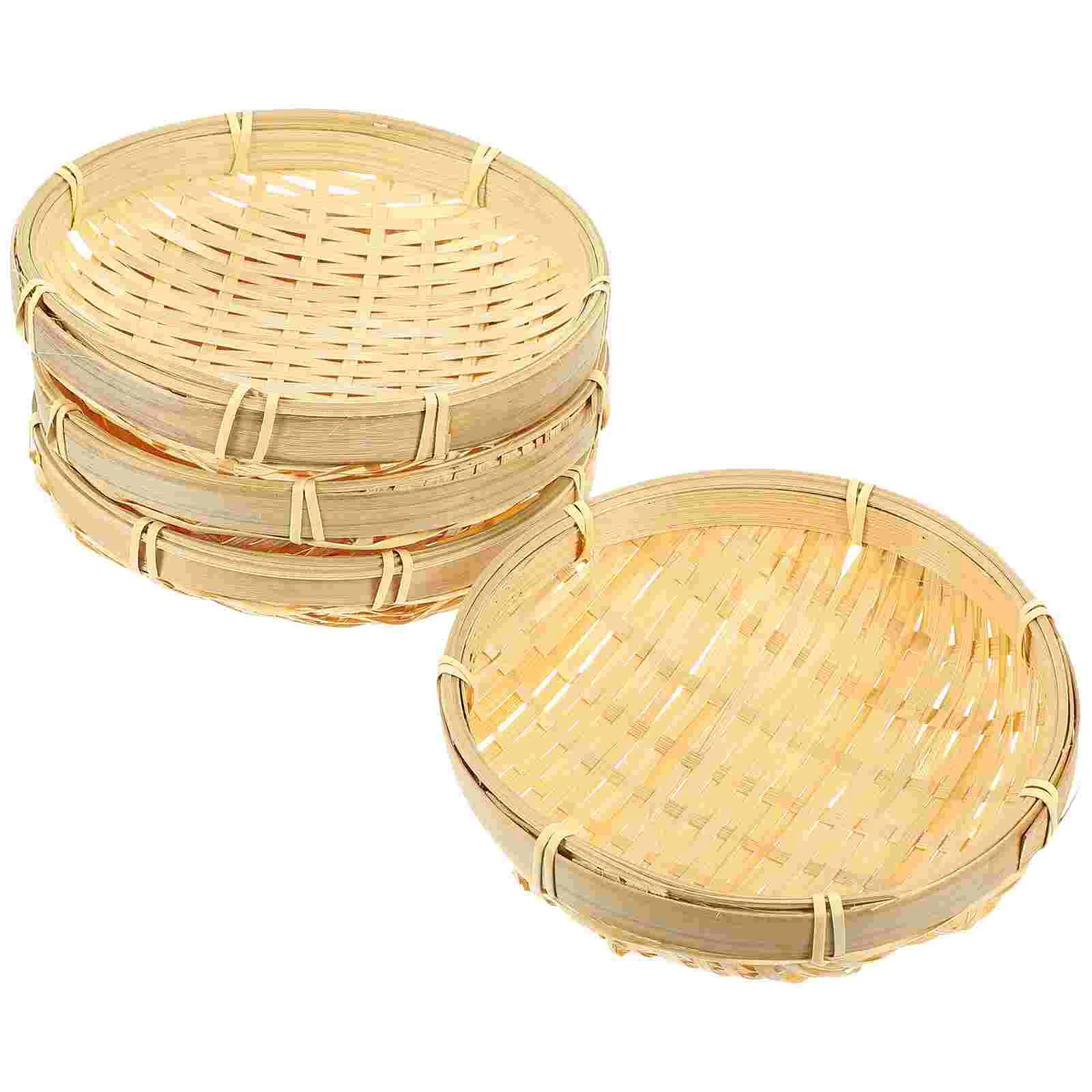 

4 Pcs Bamboo Plate Melamine Plates Fruit Cups Trays Woven Basket Bowls for The Kitchen Bin