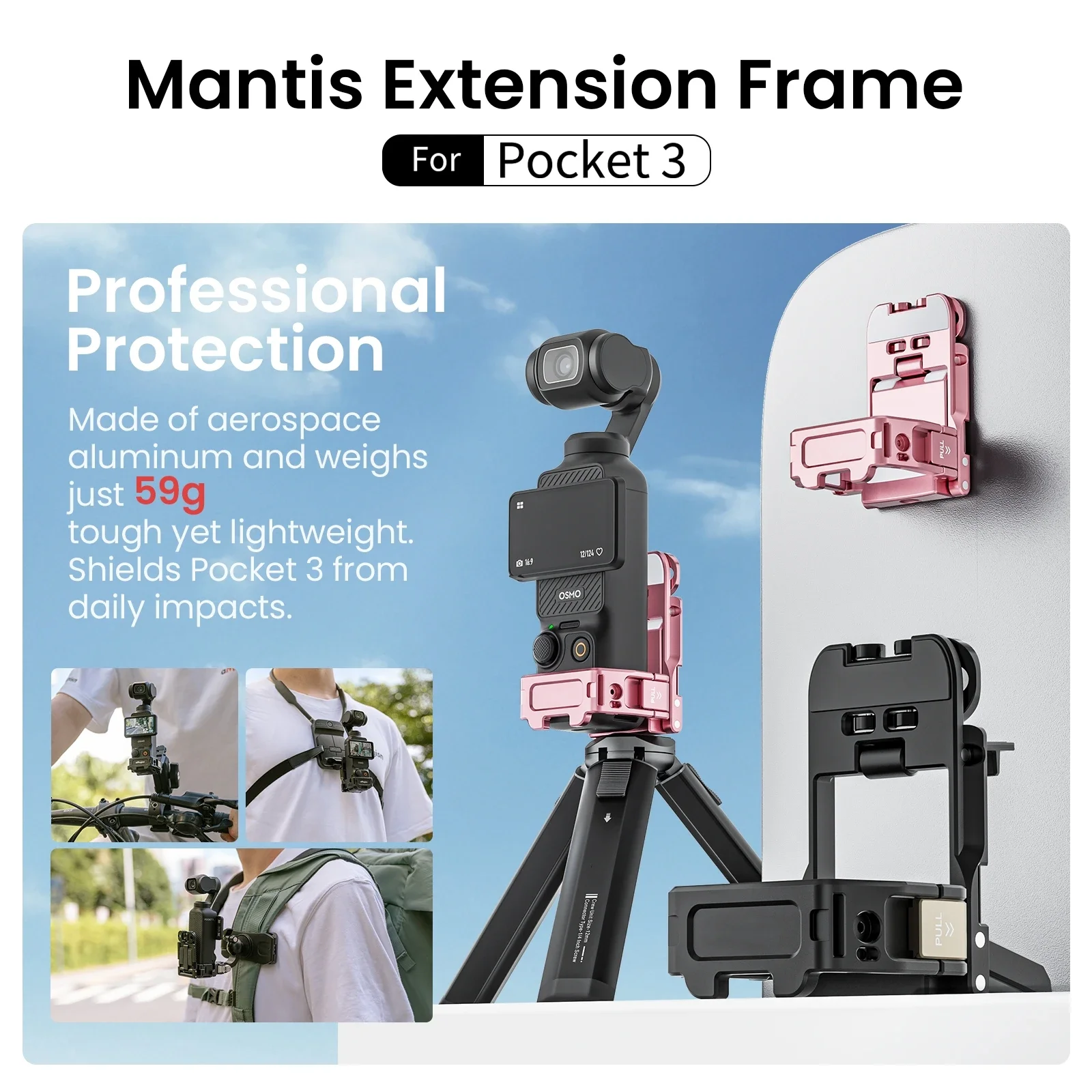 

Versatile Magnetic Expansion Frame for DJI Pocket 3 Camera Accessories,Reserve Cold Shoe Port