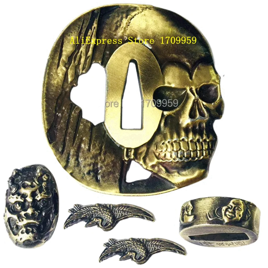 A Set Japanese Samurai Sword Fittings Tsuba Kashira Fuchi Menuki For Katana Wakizashi Tanto Guard Parts Alloy Accessory