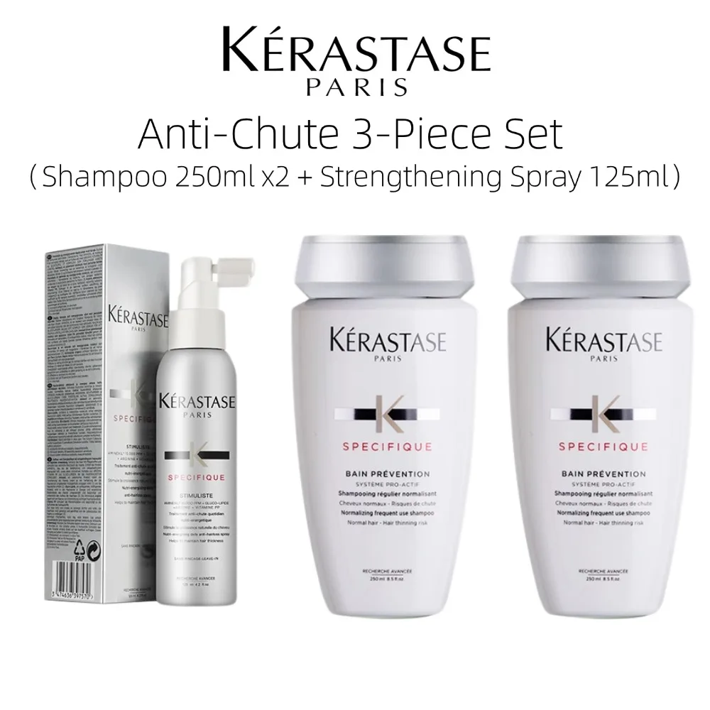 Kerastase Anti-Chute 3-Piece Set (Shampoo 250ml x 2 + Strengthening Spray 125ml x 1), Hair Care Treatment