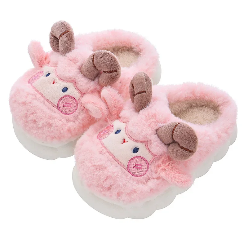 

Winter children's cotton slippers girls' warm fleece heels cute boys and girls slippers for middle and small children