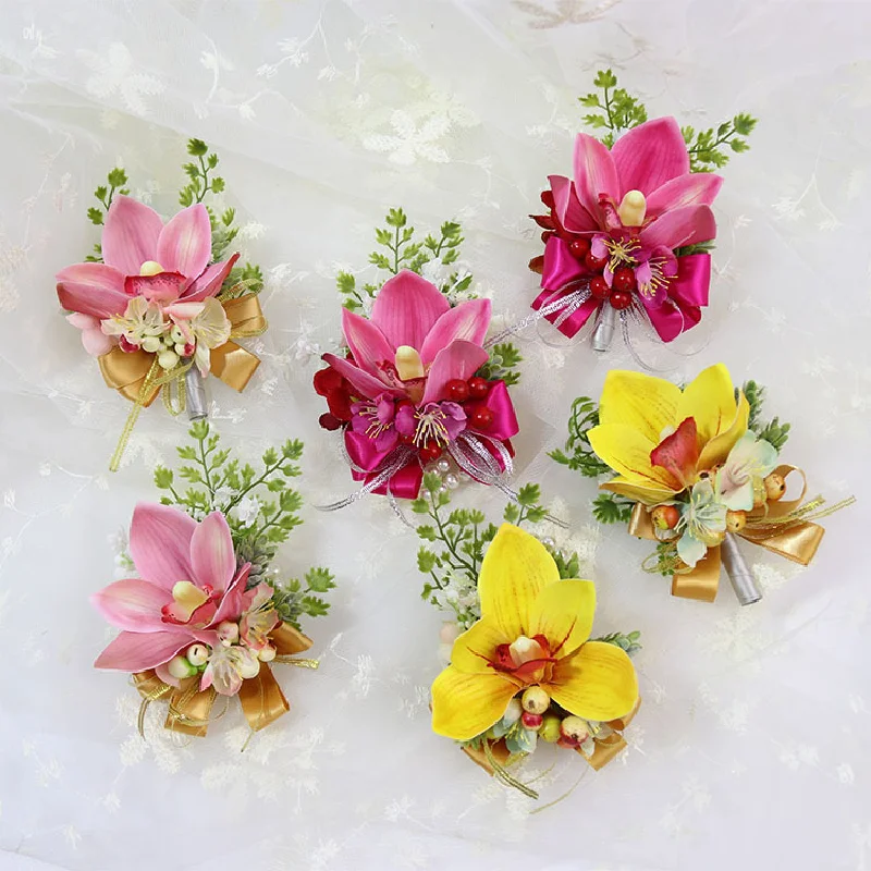 Boutonniere And Wrist Corsag High end Wedding Big Flower Huilan Guest Banquet Breast Flower Flap Flower Hand 411