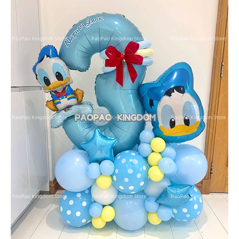 1set Children's Theme Cartoon Mouse Daisy  Donald Duck Helium Balloons Number Balloons  Baby Shower Kids Birthday Party Supplies