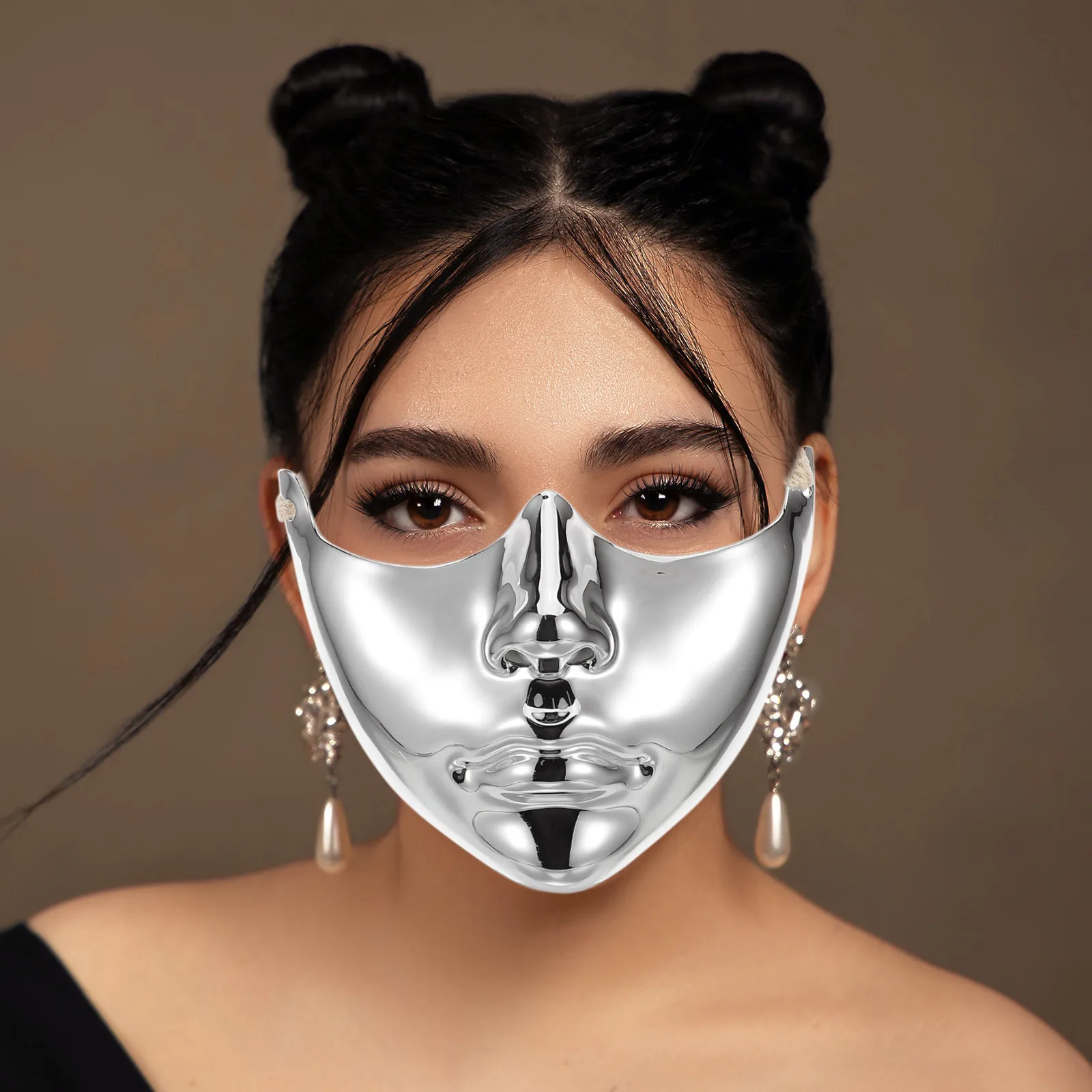 

Mechanical Style Half Face Mask Adult Decorative Masquerade Plastic Punk Reusable Festival Accessories Halloween Prop