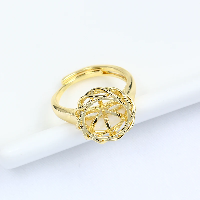 S925 Silver Needle Round Hollow Pearl Earrings Accessories 14K Gold Bag Empty Holder DIY Jewelry Simple Temperament
