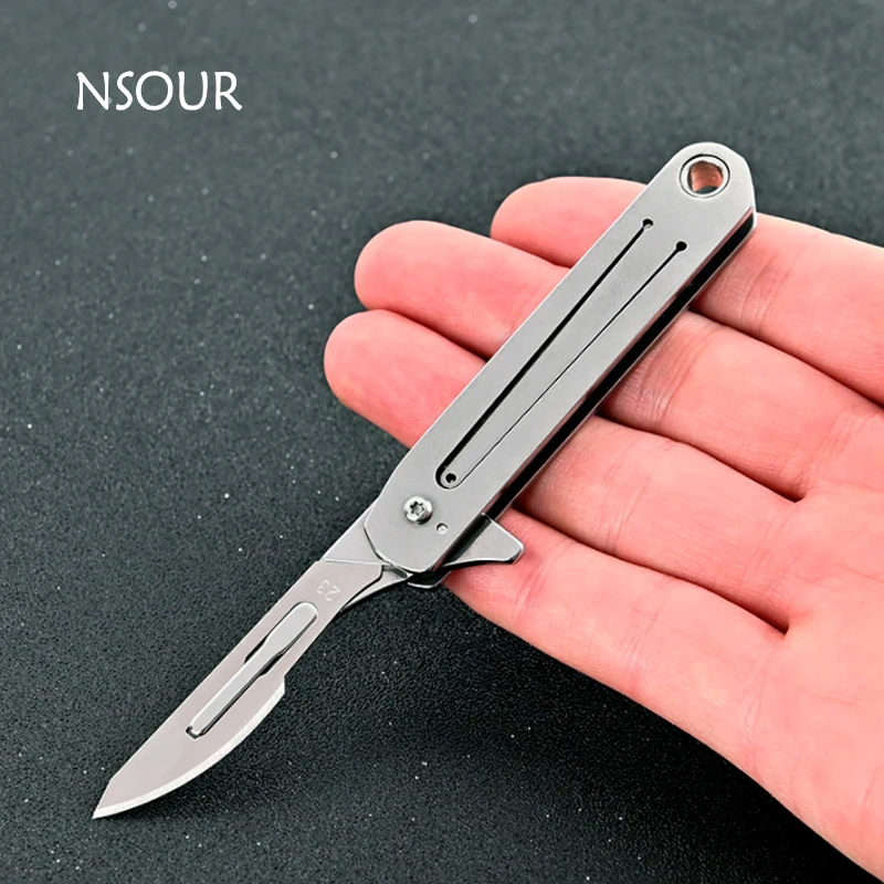 23 # stainless steel scalpel quick opening medical folding EDC outdoor unpacking pocket knife, 10 replaceable blades will be sen