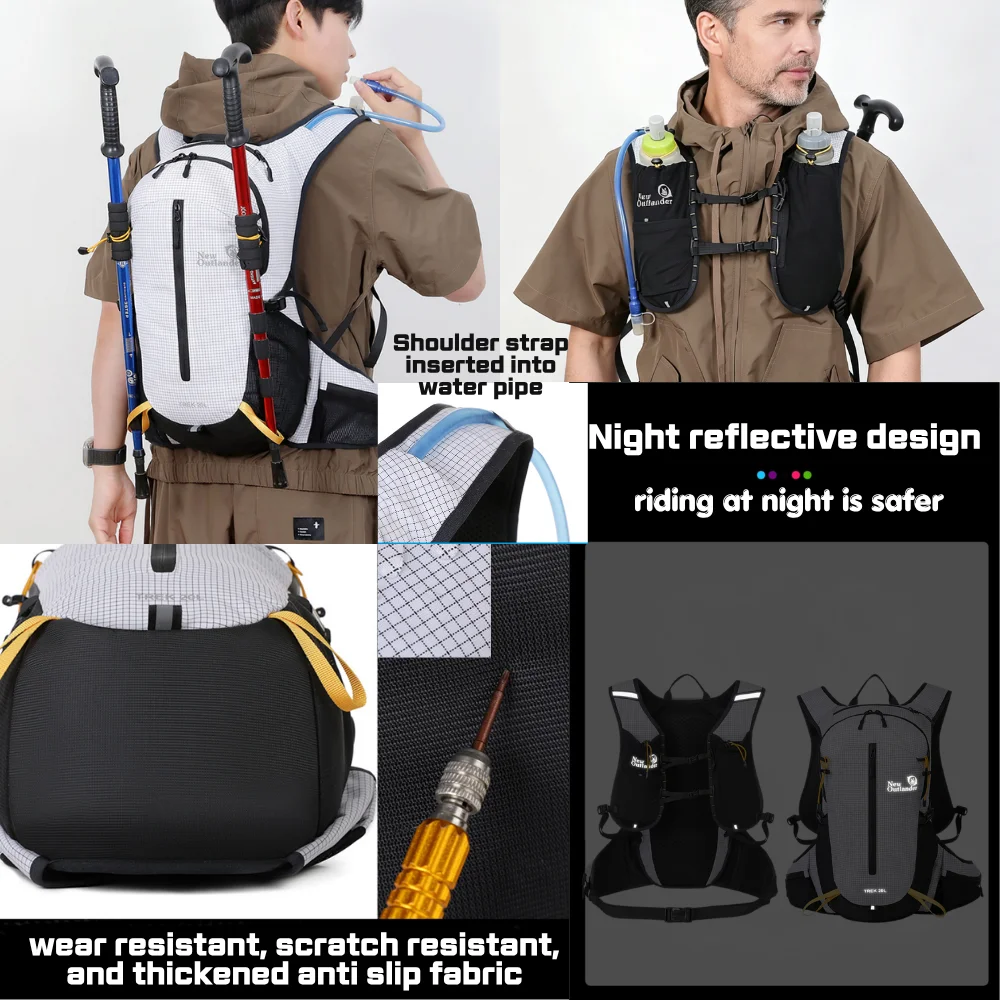 WESTTUNE 20L Fahrradrucksack, leichter, wasserdichter Trinkrucksack, atmungsaktive Outdoor-Sporttasche für Klettern, Reisen, Wandern – Detail 5