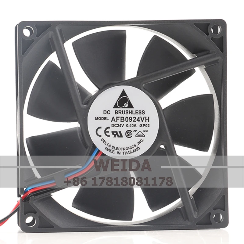 Delta AFB0924VH 92x92x25mm 24V DC Fan 0.4A 9cm 9225 9.6W 81.47CFM Ball Bearing inverter chassis cabinet axial cooling fan