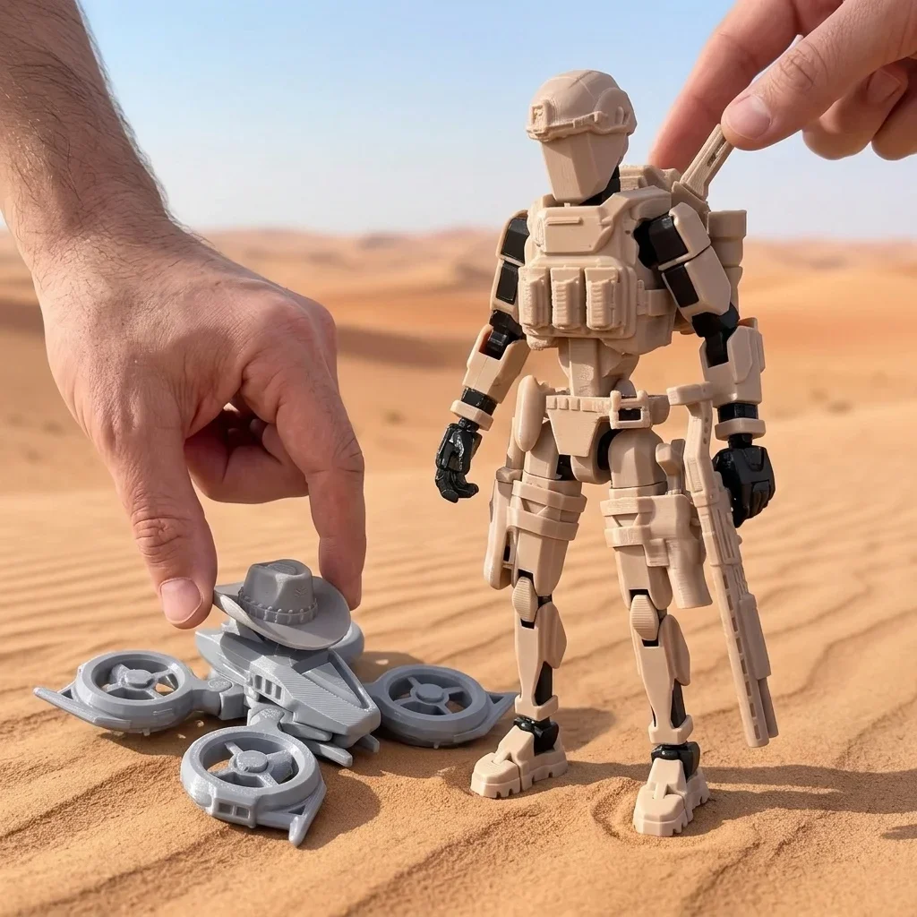 3D Printed Articulated Action Figure Full Body Jungle Desert Soldier Special Ops Toy Collectible Gift 18CM Portable New