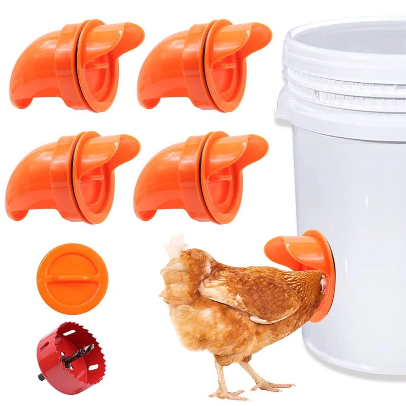 Comedero automático de gravedad para pollos, alimentador de aves de corral a prueba de lluvia, puerto para reducir derrames, granja de alimentos, herramientas de control de alimentos para pollos y patos