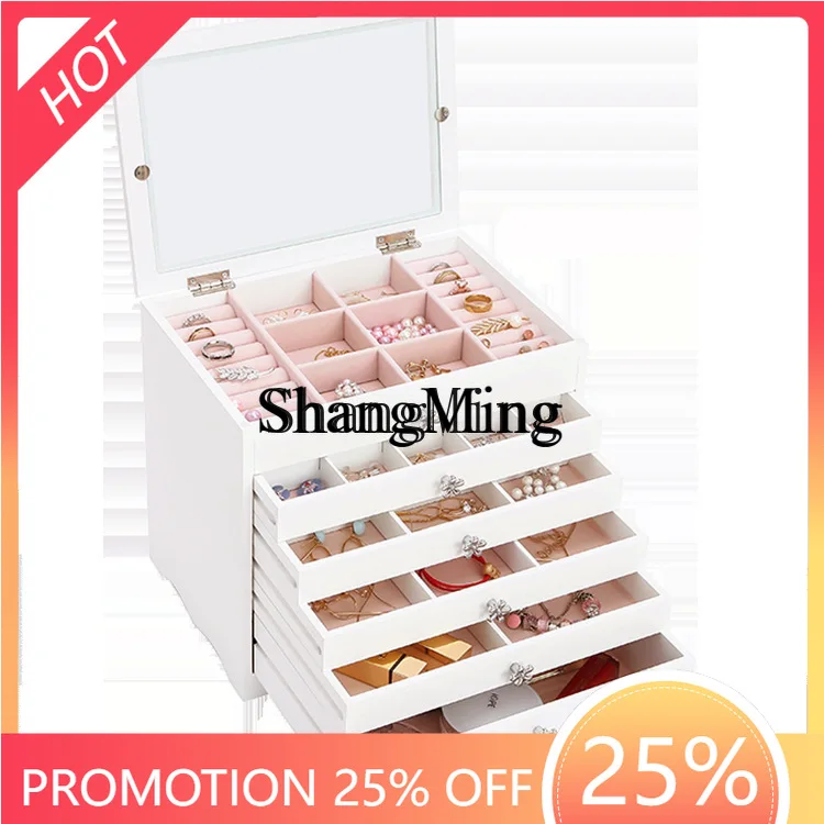 

ZYY Fashion Exquisite Wooden Drawer Jewelry Box Storage Box Princess Jewelry Ring Earrings Jewelry Cosmetics