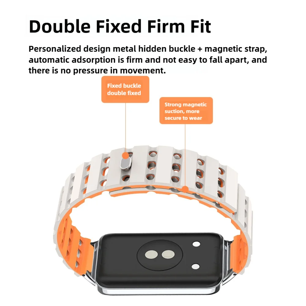 สายนาฬิกาแม่เหล็กสําหรับ Honor Band 9 Air Hole ซิลิโคนนุ่ม QUICK RELEASE Breathable Frontier Sport Smartwatch Band ผู้ชายผู้หญิง