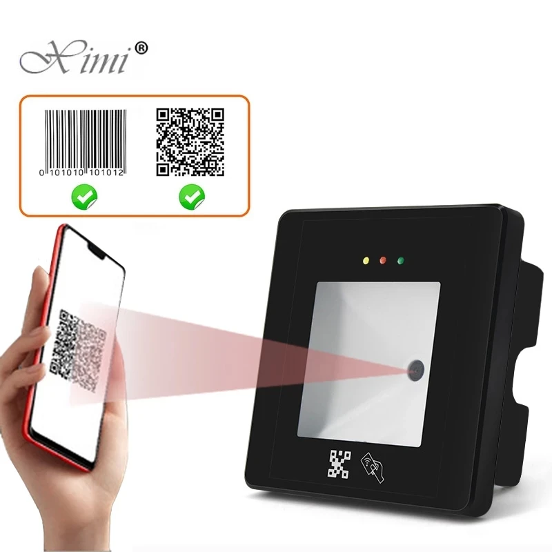 

QR Code Rfid Card Reader USB TCP/IP RS485 125khz Wiegand Sensor Proximity Tempered Glass Automatic Sensing for Access Control