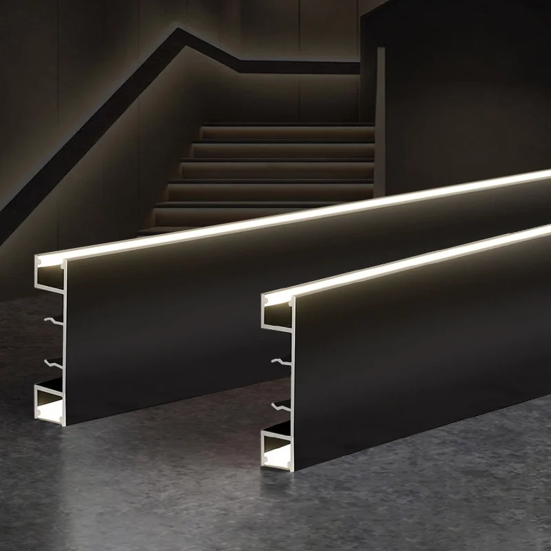 Surface Mount LED Skirting Board Up Down Emitting Wall Washer Linear Strip Light Aluminum Profile Home Stairway Decor Baseboard