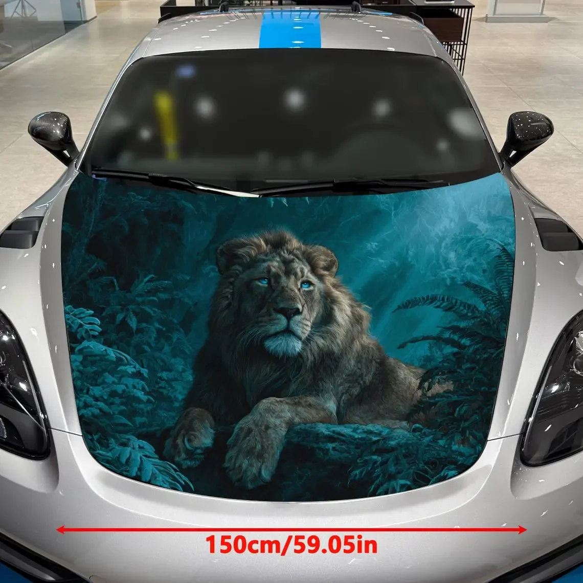 The Lion In The Silent Forest Car Hood Decal Sticker, Durable Car Vinyl Wraps Suitable For Most Vehicles, Car Engine Hood Protec