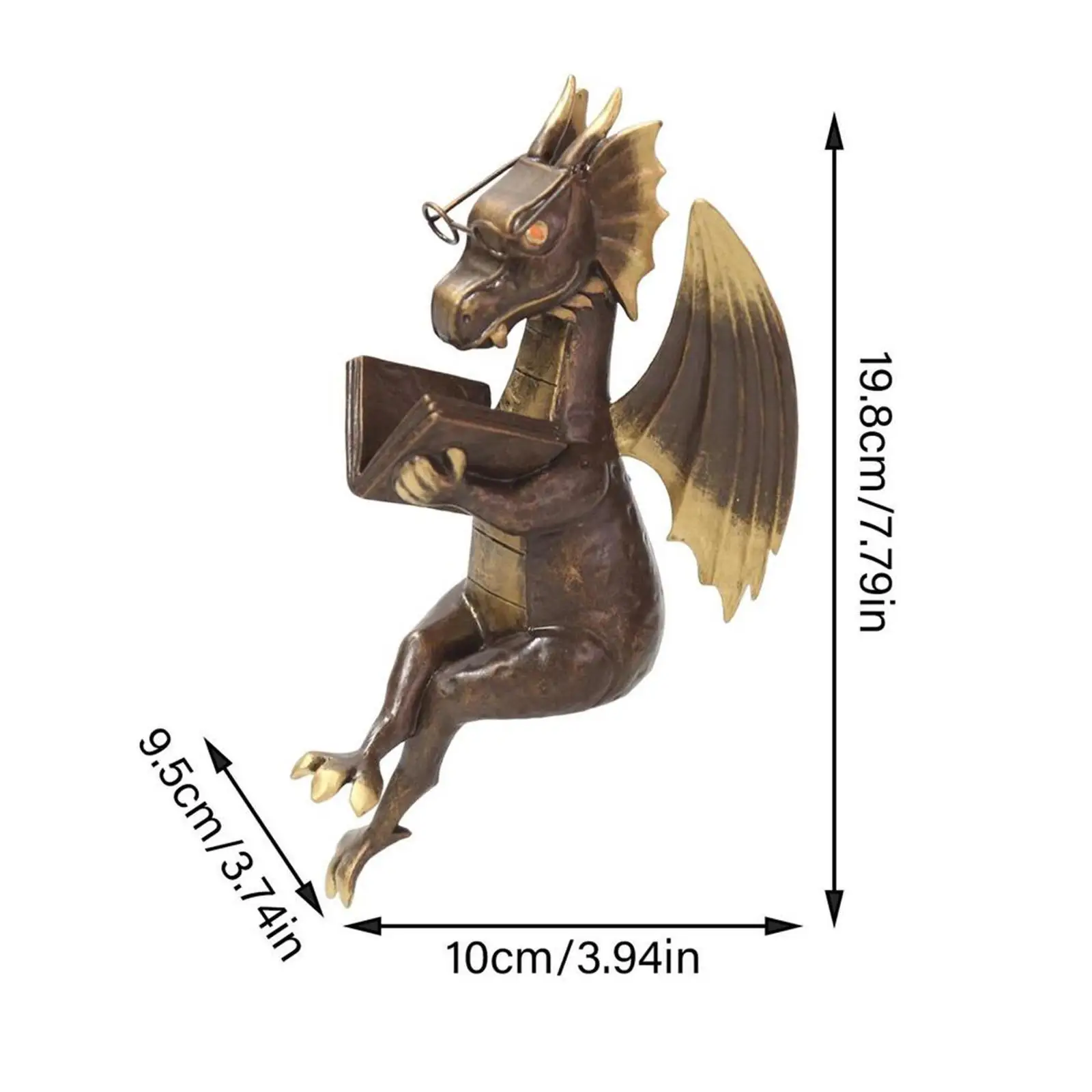 Dragon Reading Book Statue Decor Dragon Decor Landscaping Collectible Miniature Ornament Dragon Sculpture for Bedroom Bookshelf