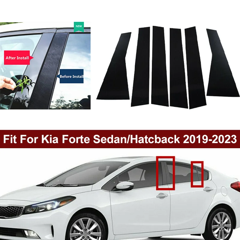 

6Pcs For Kia Forte Sedan Hatcback Cerato K3 2019 2020 2021 2022 2023 Car Window Door Column B C Pillar Posts Cover Trim Stickers