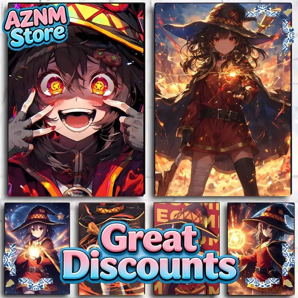 Pegatina impermeable con diseño de Anime KonoSuba Megumin, decoración de pared para cafetería, bar, dormitorio