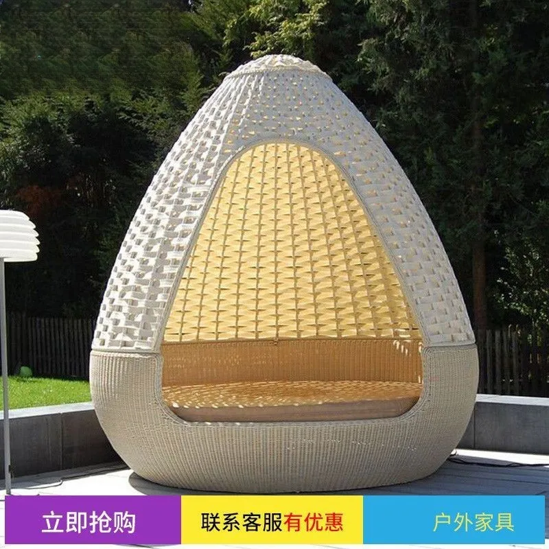 Outdoor furniture rattan bird cage sofa bed holiday leisure lying bed villa terrace