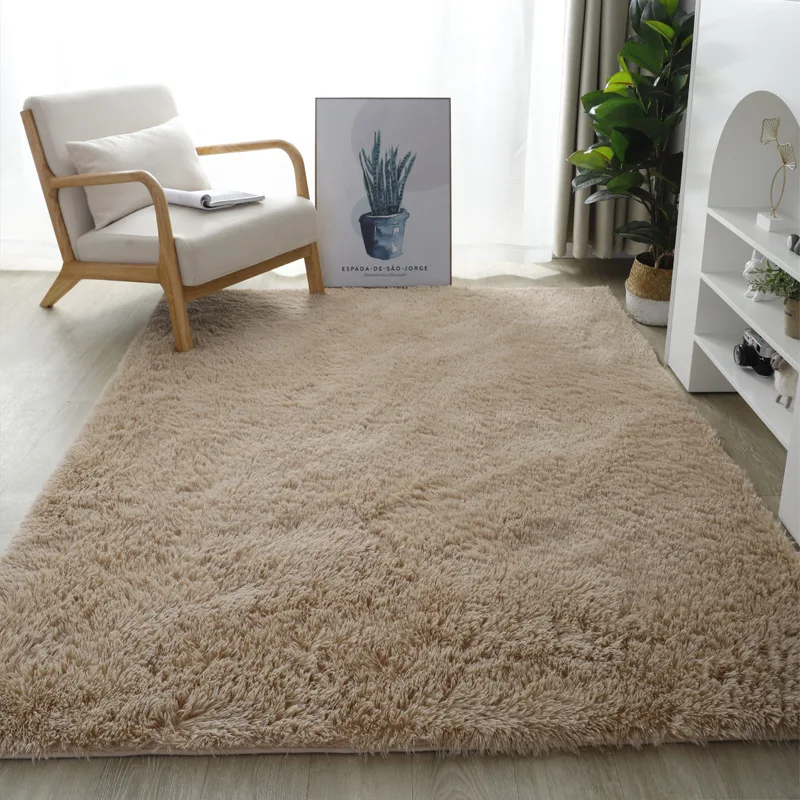 RULDGEE Shaggy Thick Washable Silk Plush Carpet Floor Mats Stitching livingroom Alfombra Bedroom Carpet Bay Window Mat