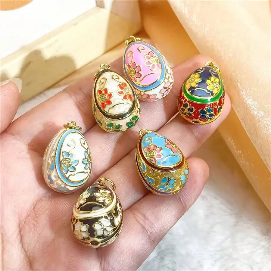 1PC Copper Drop Oil Easter Egg Painted Accessory Accessorien necklaces, bracelets, and jewelry Making