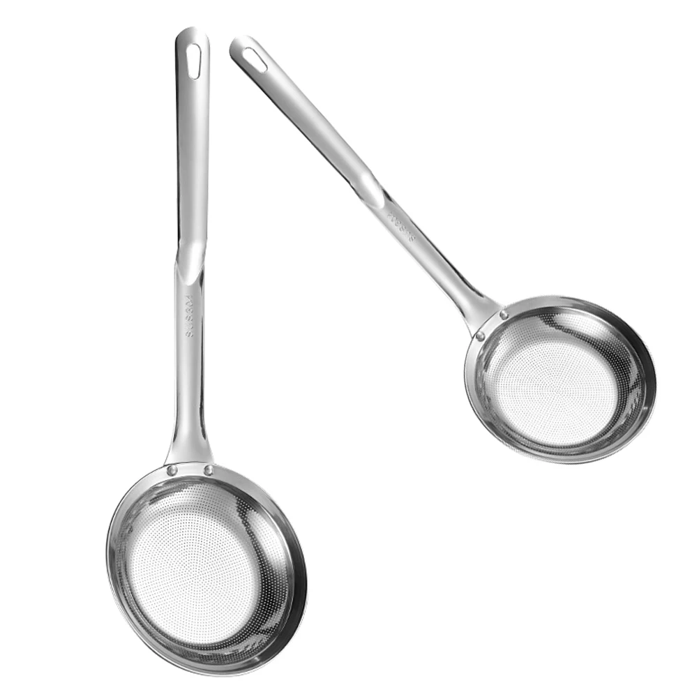 

2 Pcs Stainless Steel Oil Skimmer Strainer Fine Mesh Spoon Large Medium Size Kitchen Utensils Colander Ladle Pasta Sieve
