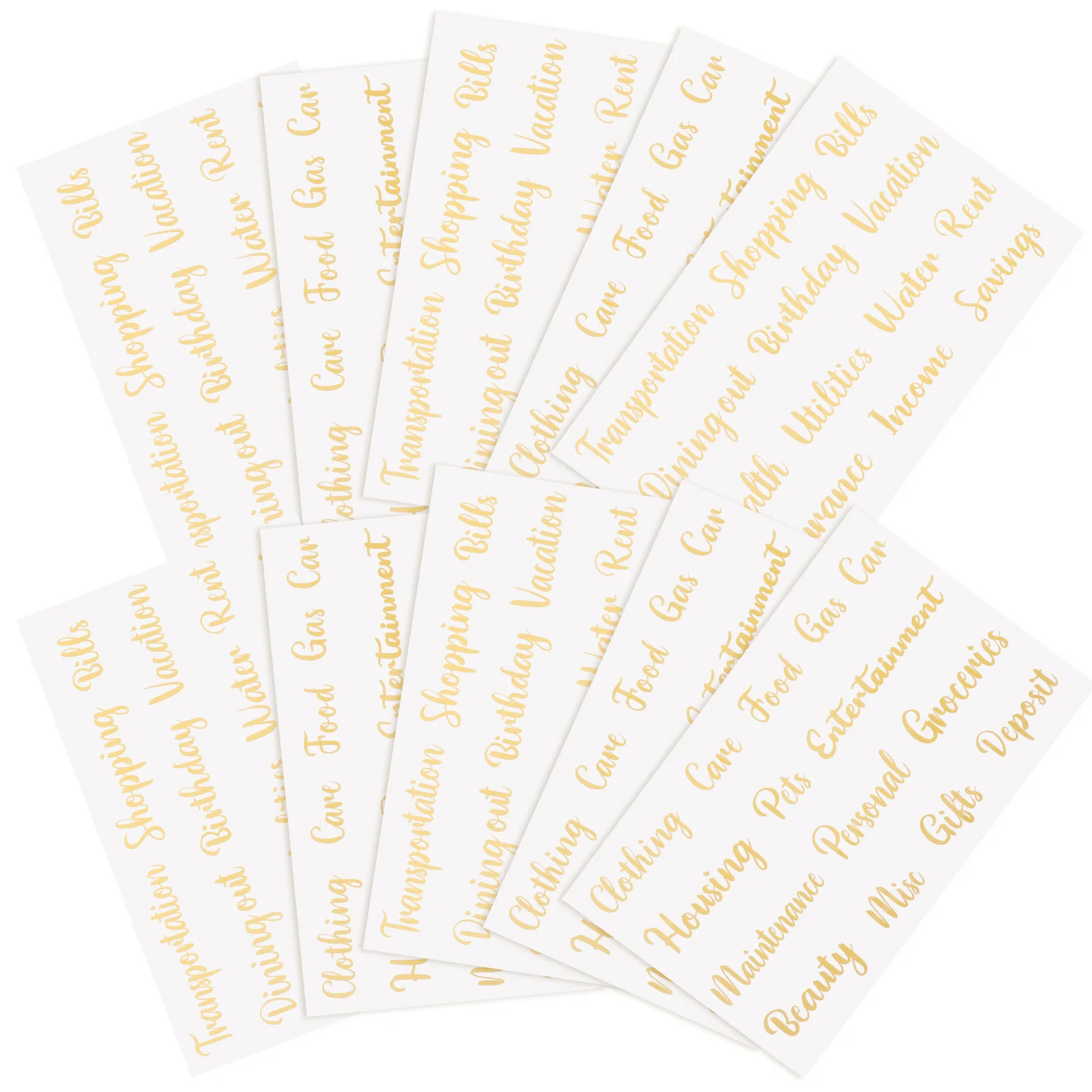 

10 Sheets Cash Budget Sticker Letter Labels Golden Color Peel Paste Planner Notebook Decorative Envelope Label Decals