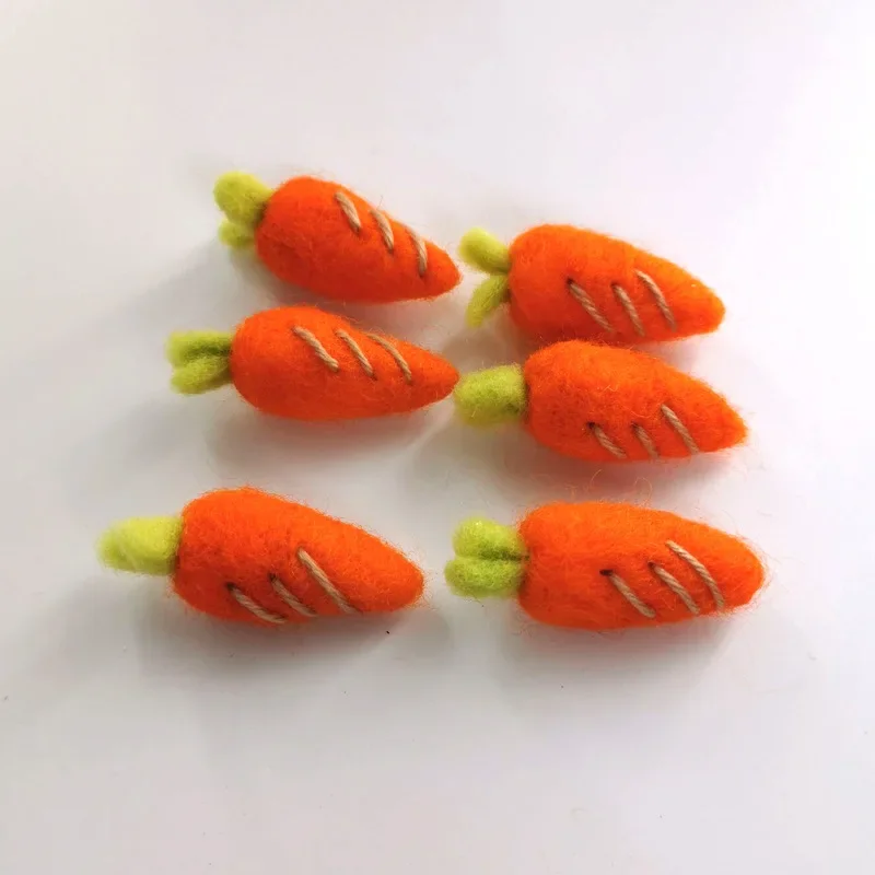 1PC Cute Carrot Wool Felt Fur Balls Needlepoint Kit Wool Felt Party Home Decor Girls Jewelry Decoration Craft DIY Handmade