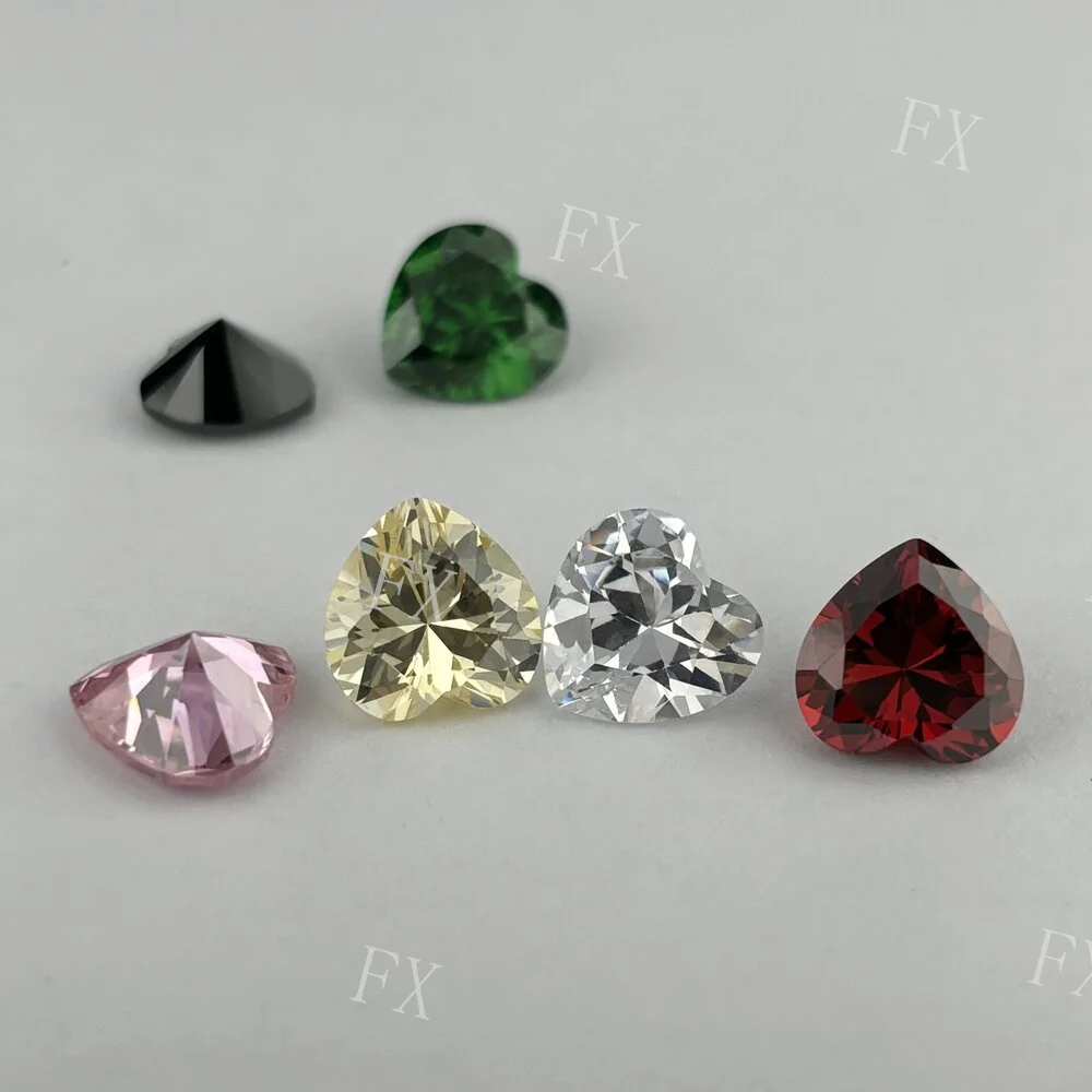 15colors 3x3~15x15mmAAAAA Heart Shape White Voilet Cubic Zirconia Stone Loose cz Bead